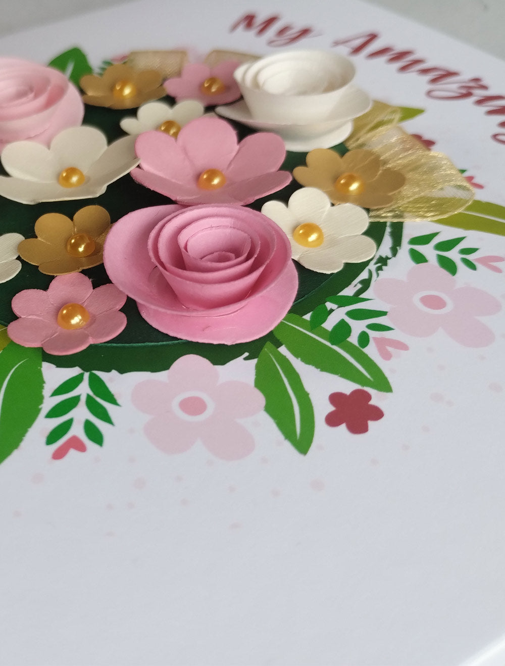 Mum's Hand-rolled Paper Flower Tree A5 Greeting Card