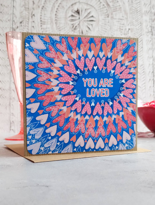 Azure Love radiating hearts valentine's greeting card