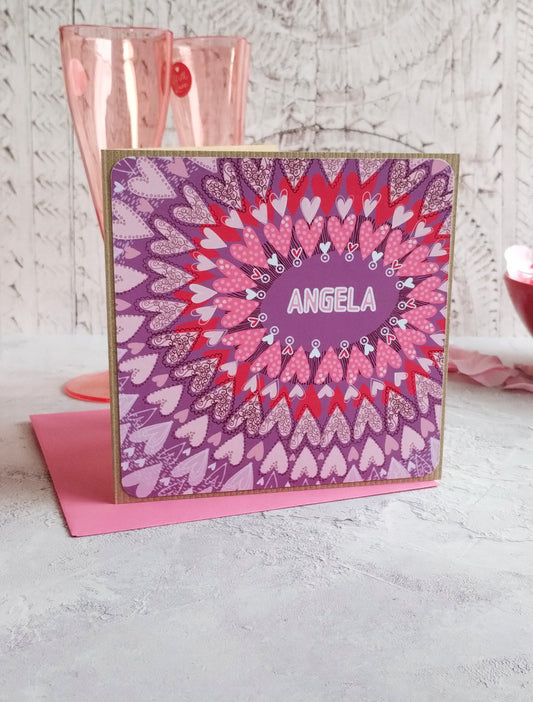 Lavender Love greeting card with heart design