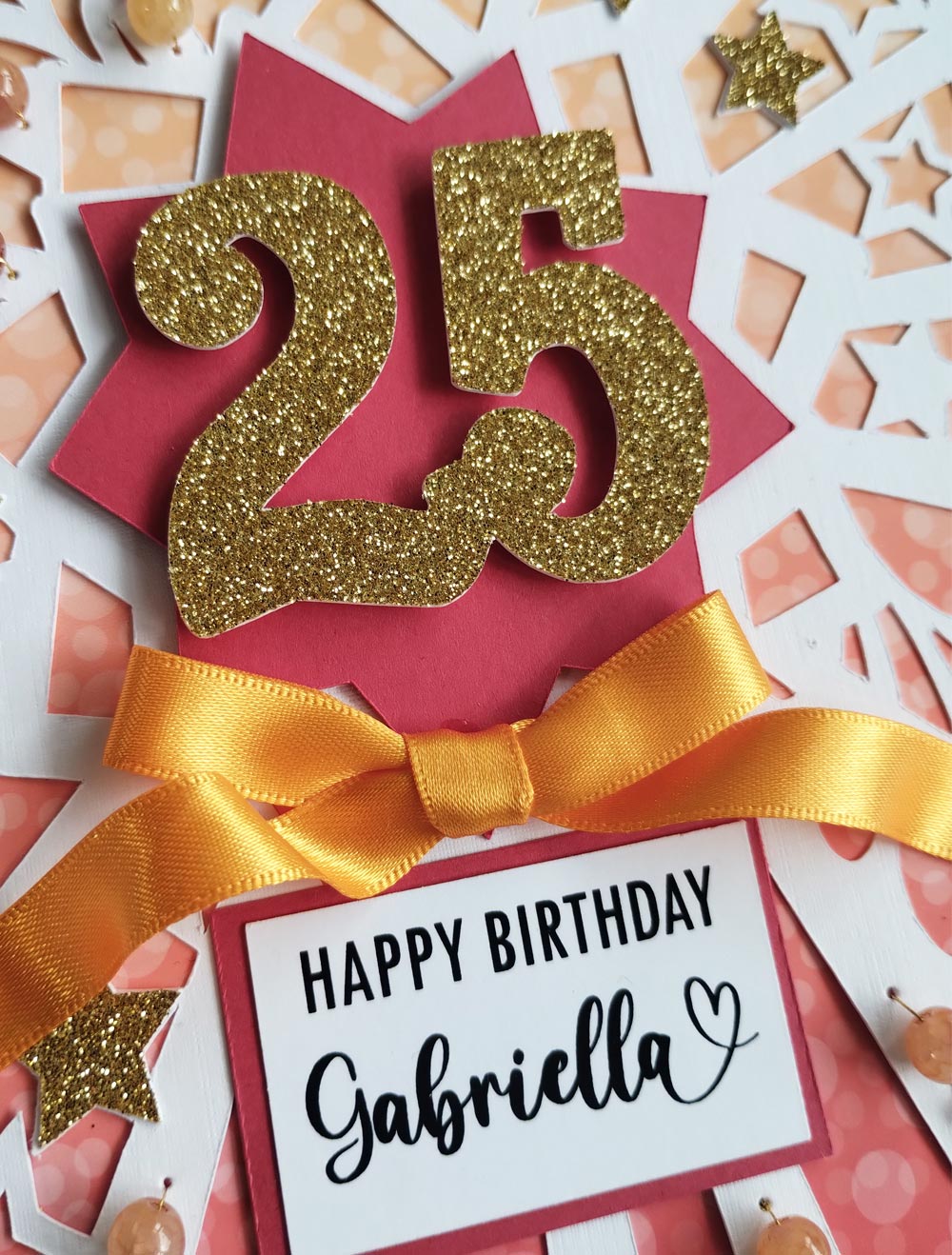 Personalised Starburst Hand sewn Milestone Rhubarb Birthday Card