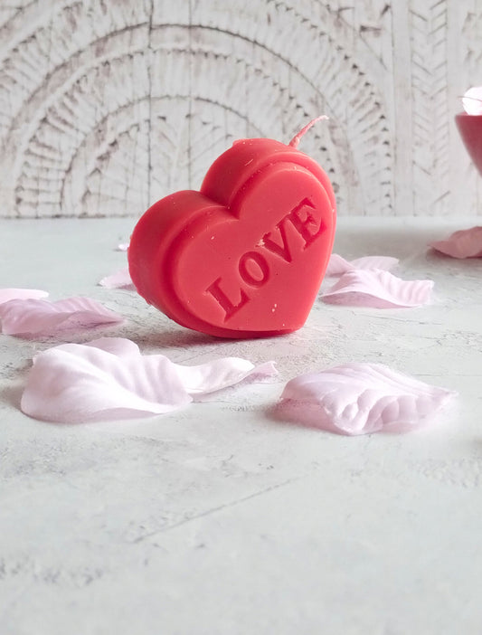 Red Love Heart Shaped Valentine's Day Candle