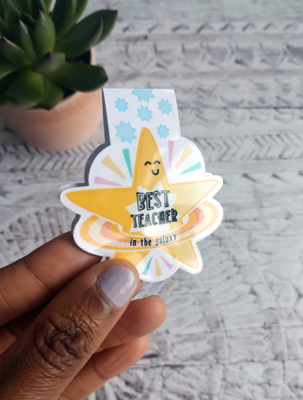 Laminated Best Teacher In The Galaxy Magnetic Bookmark