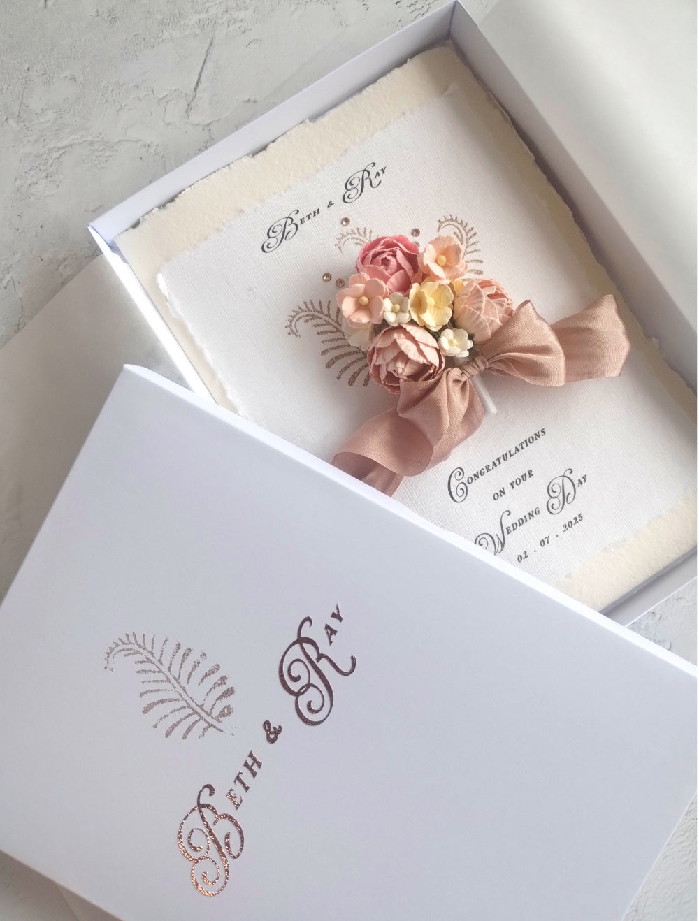 Luxury boxed handmade wedding card