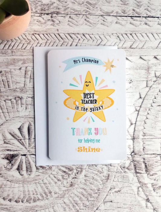 Personalised Best Teacher Greeting Card