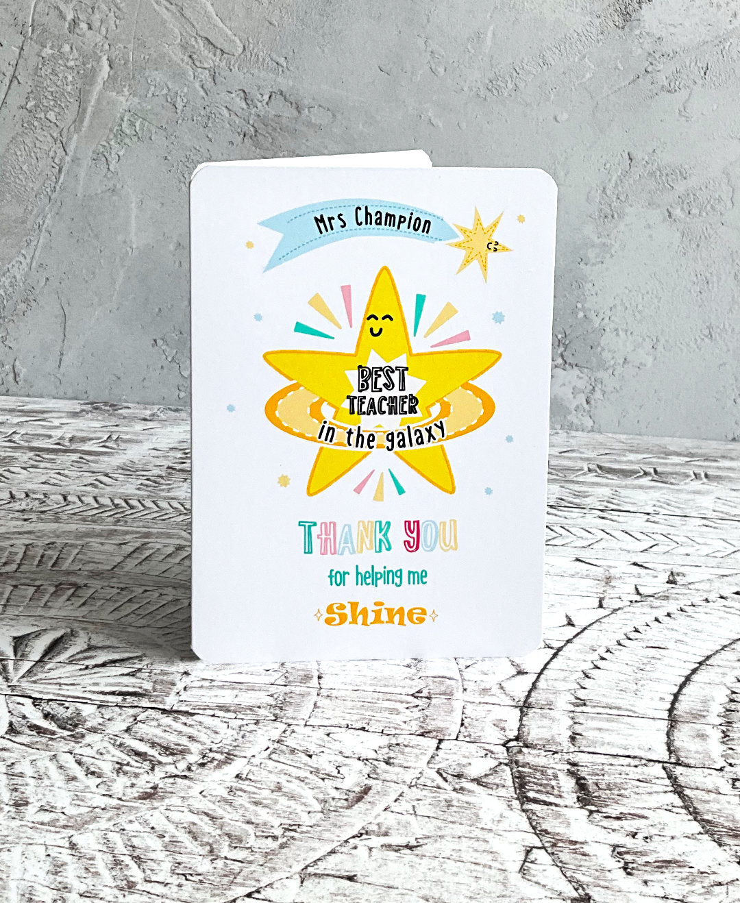 Best teacher in the galaxy greeting card