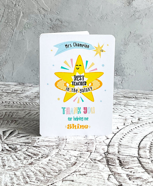 Best teacher in the galaxy greeting card