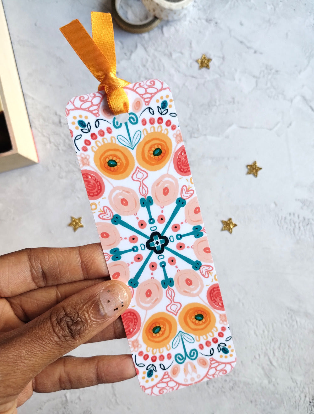 Summa Burst bookmark with ribbon embellishment without packaging