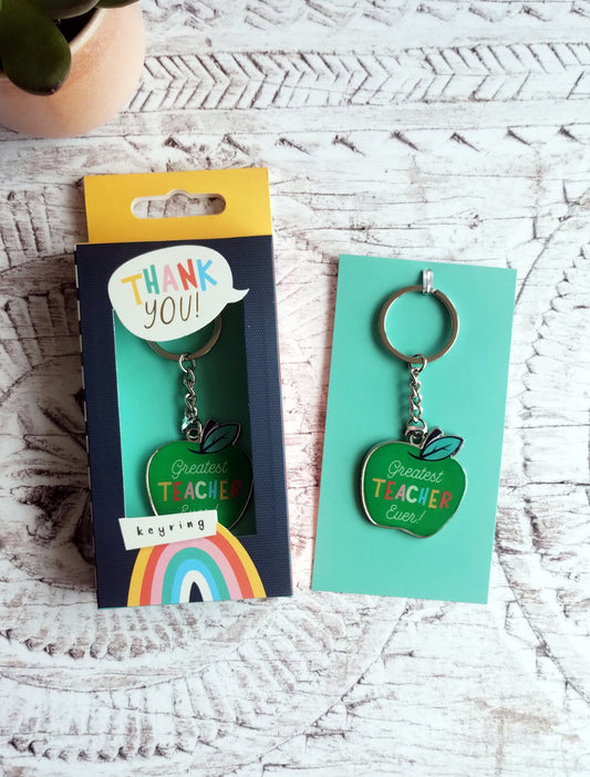 Green Apple Best Teacher Keyring