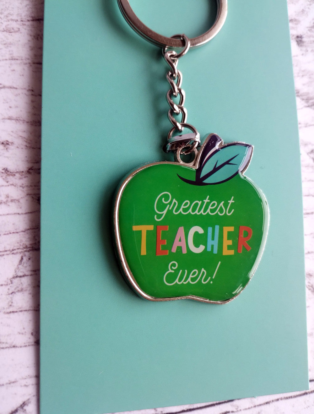 Green Apple Best Teacher Ever Keyring