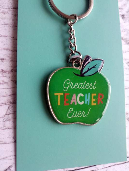 Green Apple Best Teacher Ever Keyring