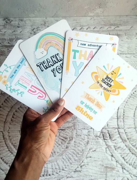 Thank You Teacher 4 Pack of Greeting Cards