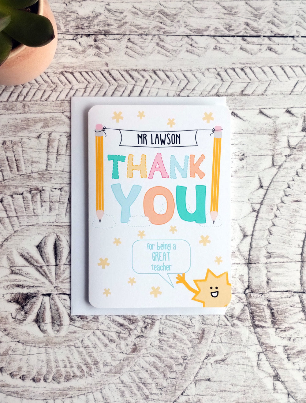 Personalised Great Teacher 5x7  Greeting Card