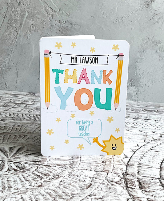 Personalised Great Teacher 5x7  Greeting Card