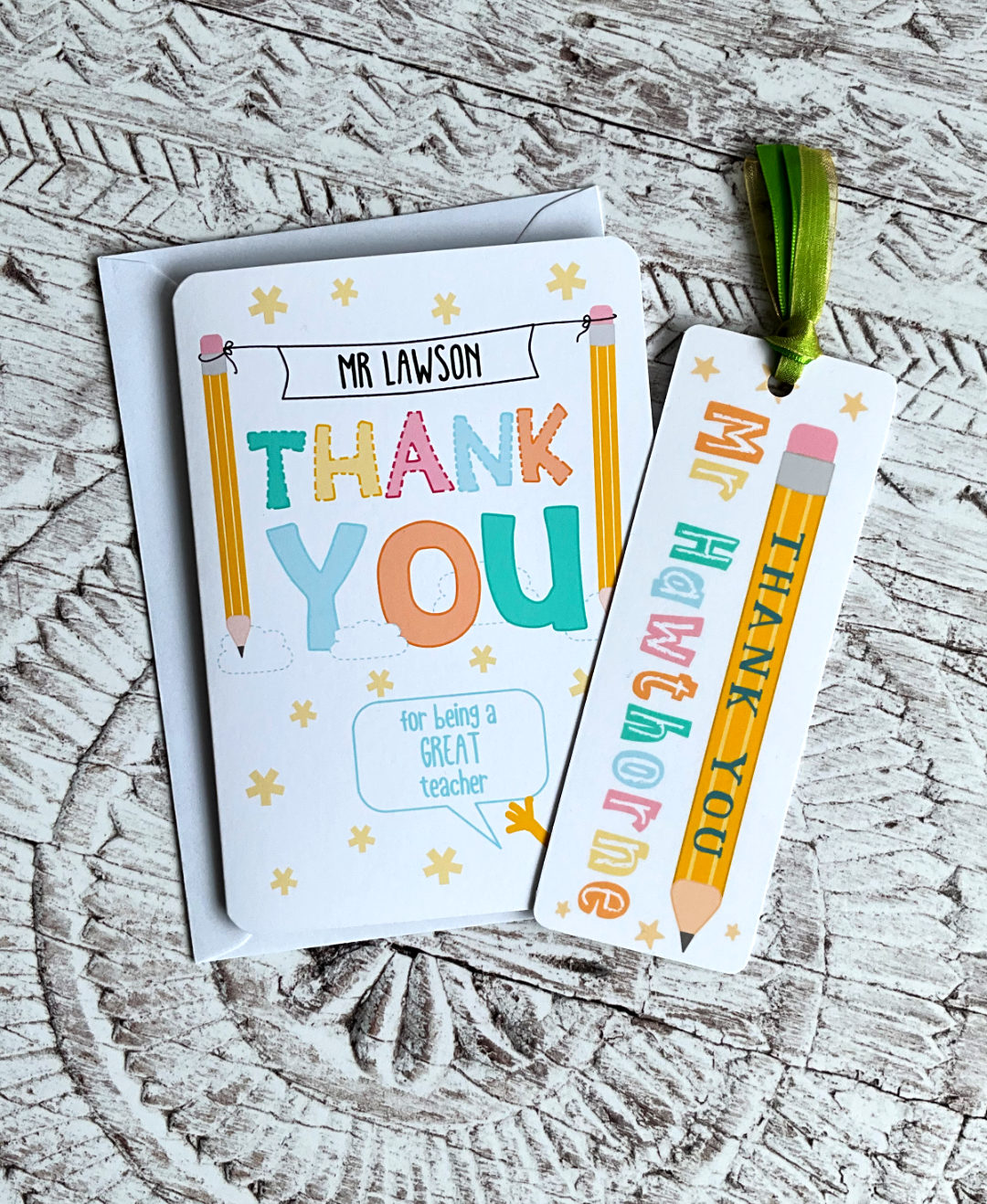 Personalised Great Teacher 5x7 Greeting Card with Laminated Bookmark