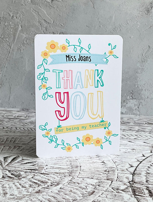 5x7 Personalised Thank You for Being My Teacher Greeting Card