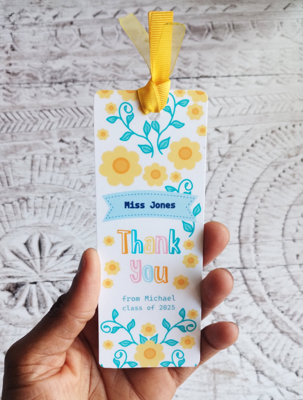 Personalised Thank You Laminated Bookmark