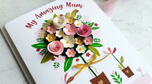 Mum's hand-rolled paper flower Mother's Day card