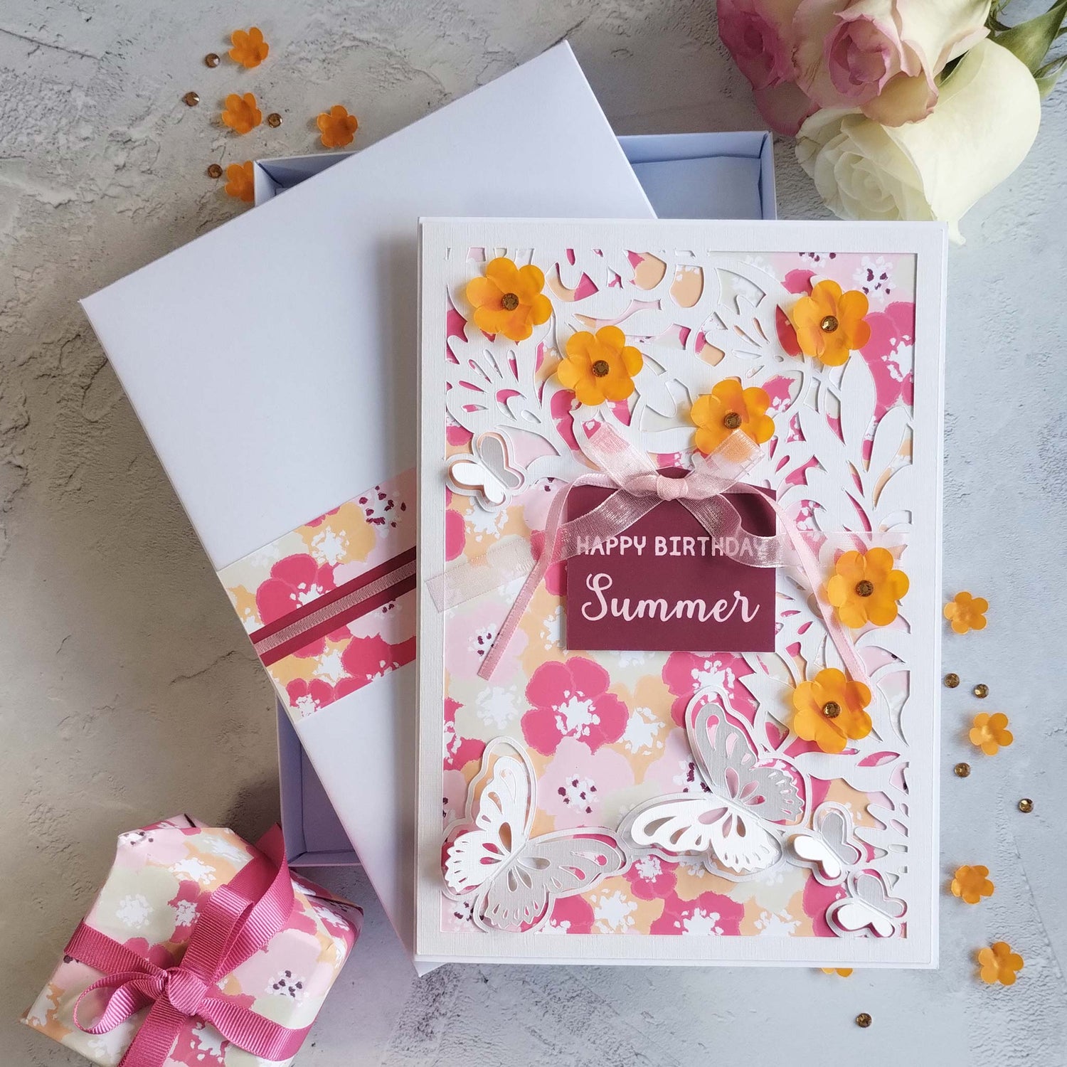 Butterflies Summer Luxury Handmade Boxed Card