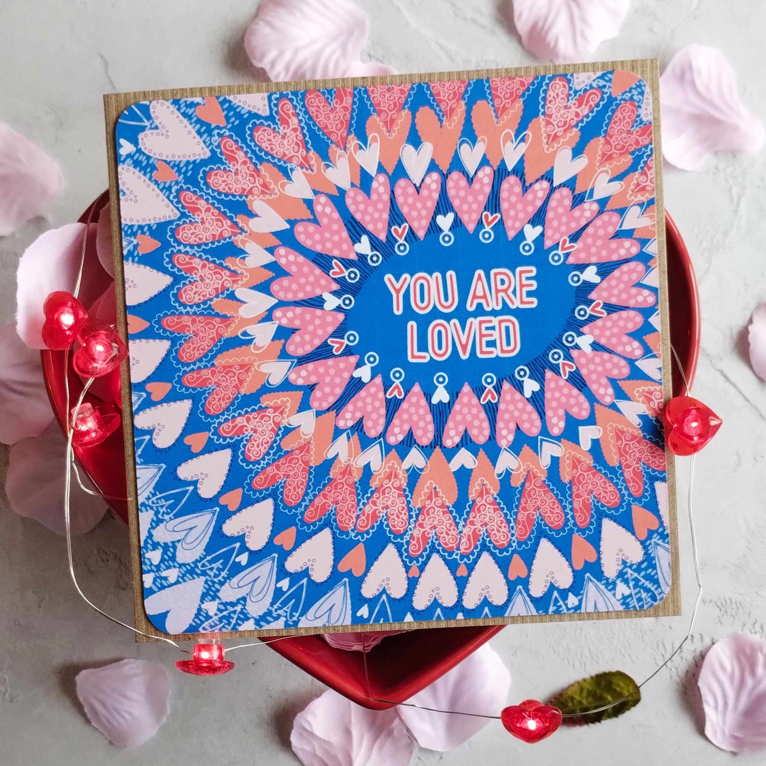 You are loved greeting card on brown recycled card