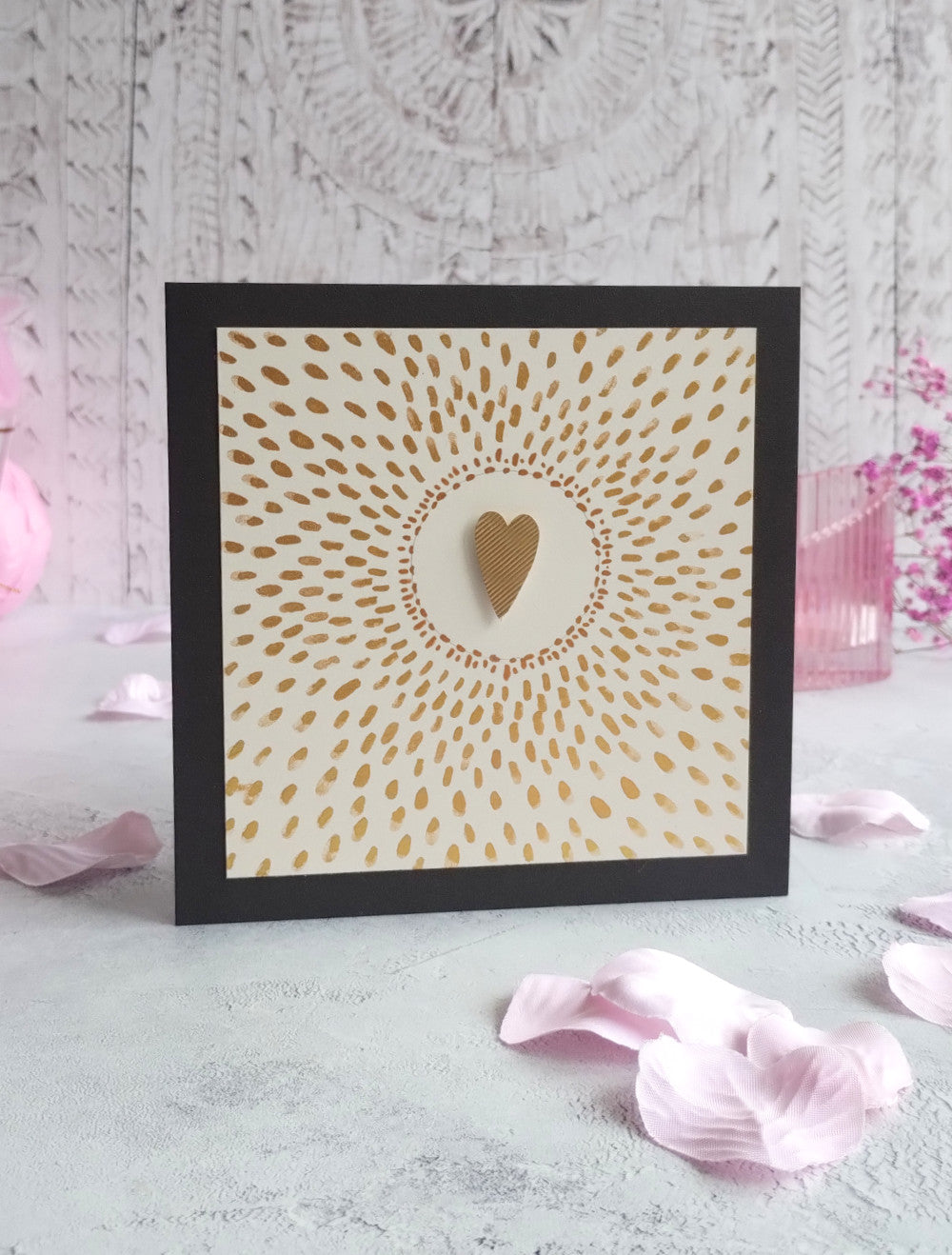 Love Shines hand painted  Gold Pattern Dark Chocolate Valentines Cards 