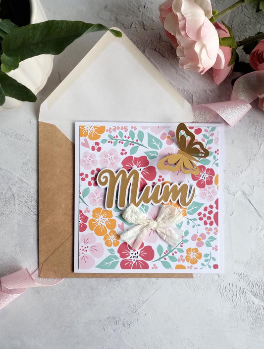 Golden Butterfly Floral Mother's Day Card