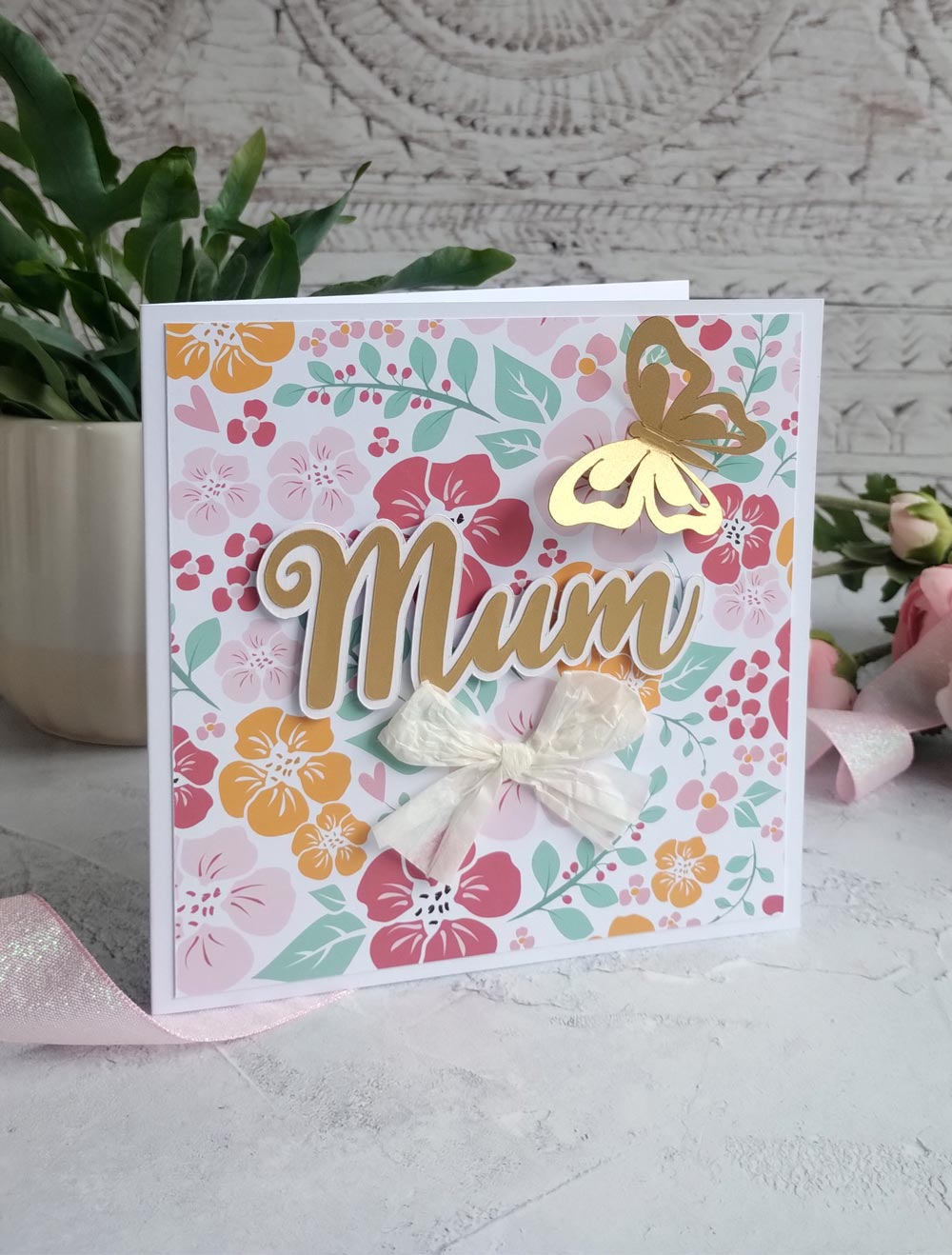 Golden Butterfly Floral Mother's Day Card