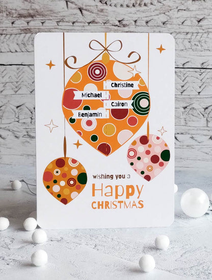 Dotty Baubles Christmas Personalised Card