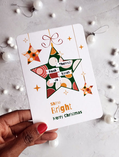 Personalised 5x7" Dotty Stars Christmas Card