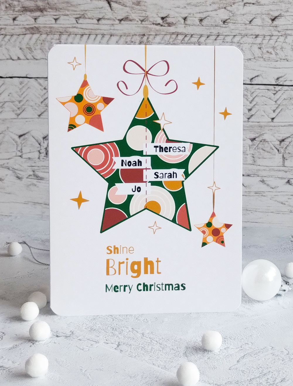 Personalised Dotty Star Christmas Card 5x7"