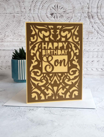 Happy Birthday Son Filigree Card