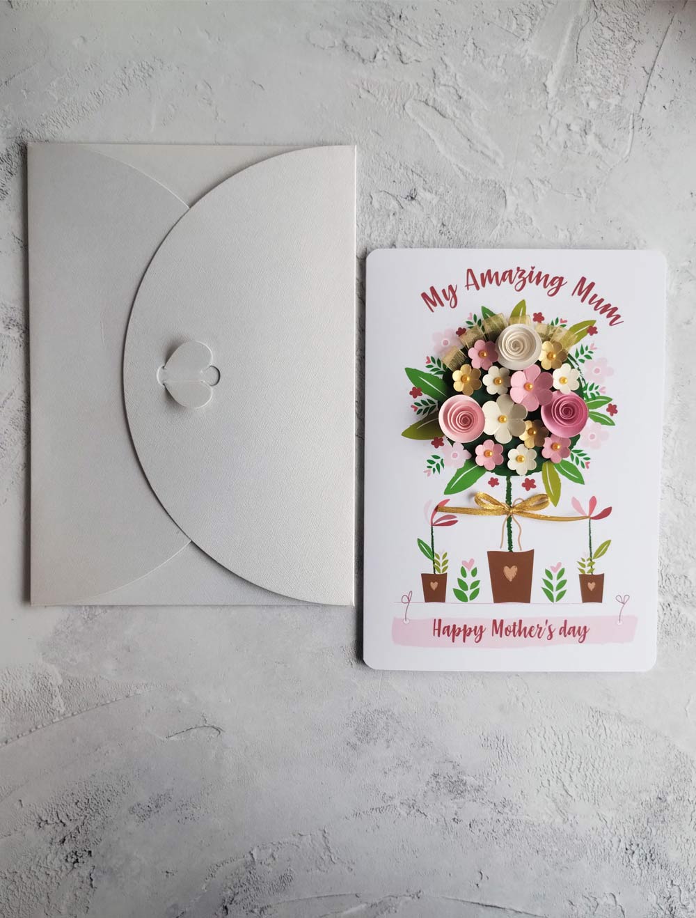 Mum's Hand-rolled Paper Flower Tree A5 Greeting Card