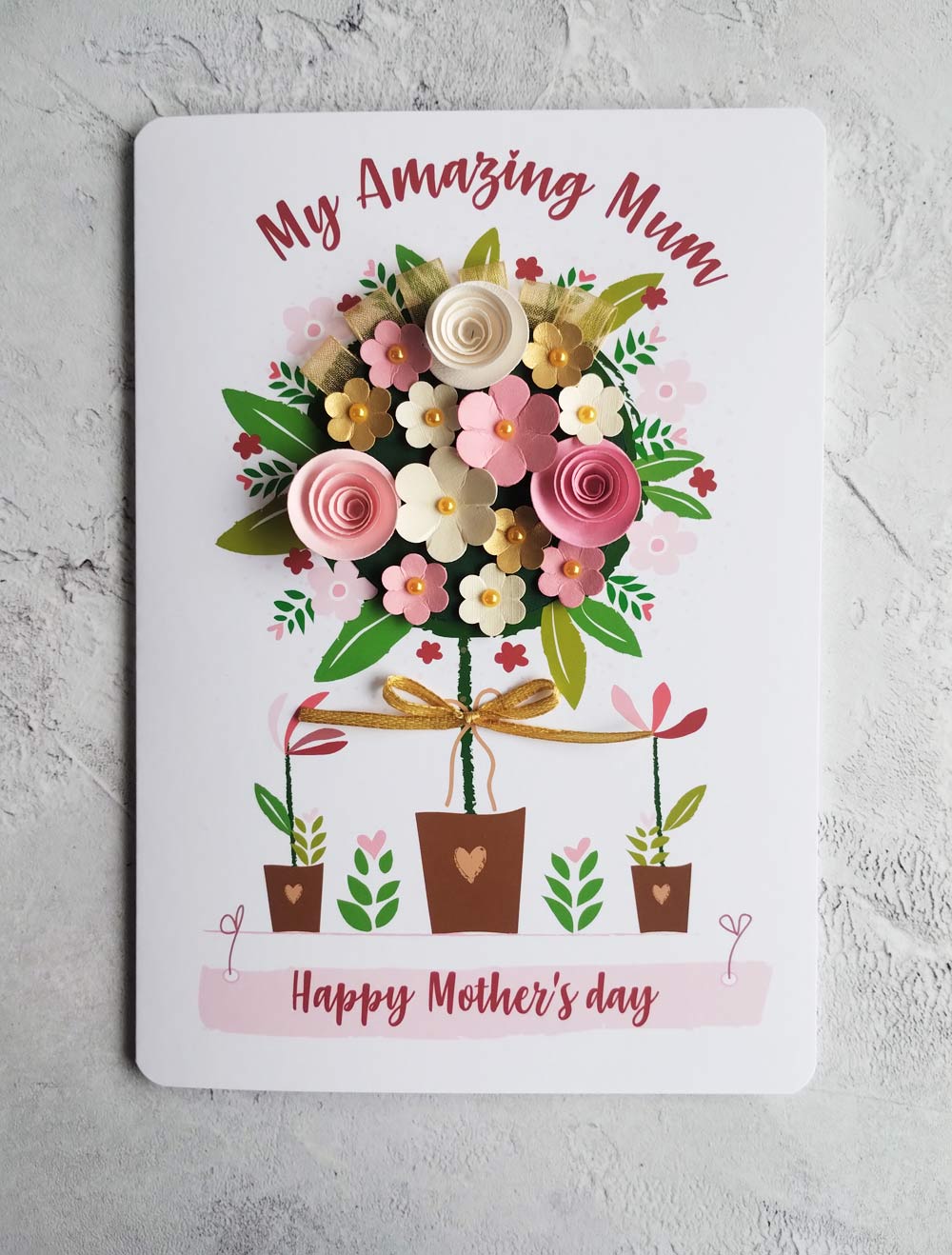 Mum's Hand-rolled Paper Flower Tree A5 Greeting Card