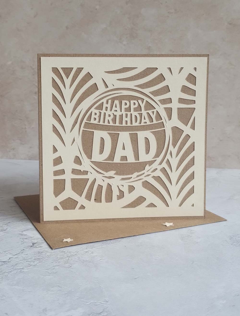 Dad Recycled Natural butterflies birthday card with Kraft envelope