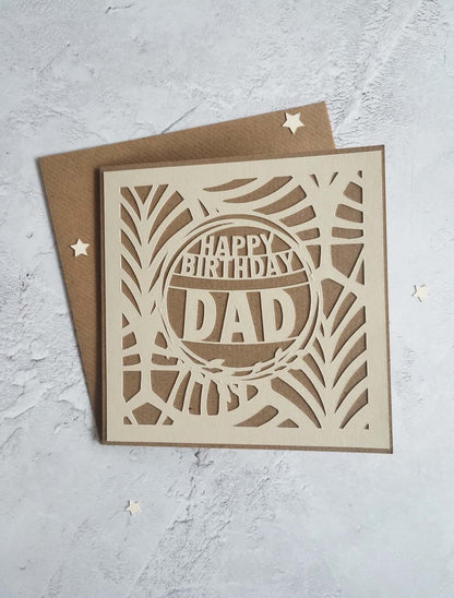 Dad Recycled Natural butterflies birthday card with Kraft envelope