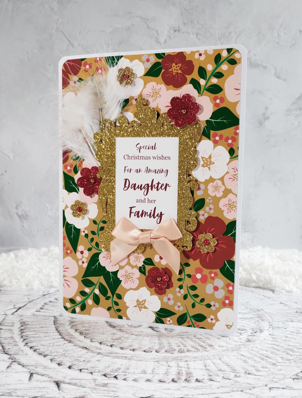 Bold Personalised A5 Gold Floral Christmas Card