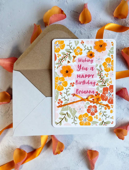 Personalised New Blossoms Citrus Birthday Card