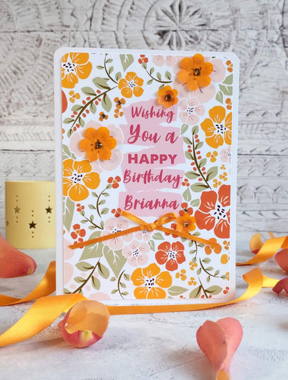 Personalised New Blossoms Citrus Birthday Card