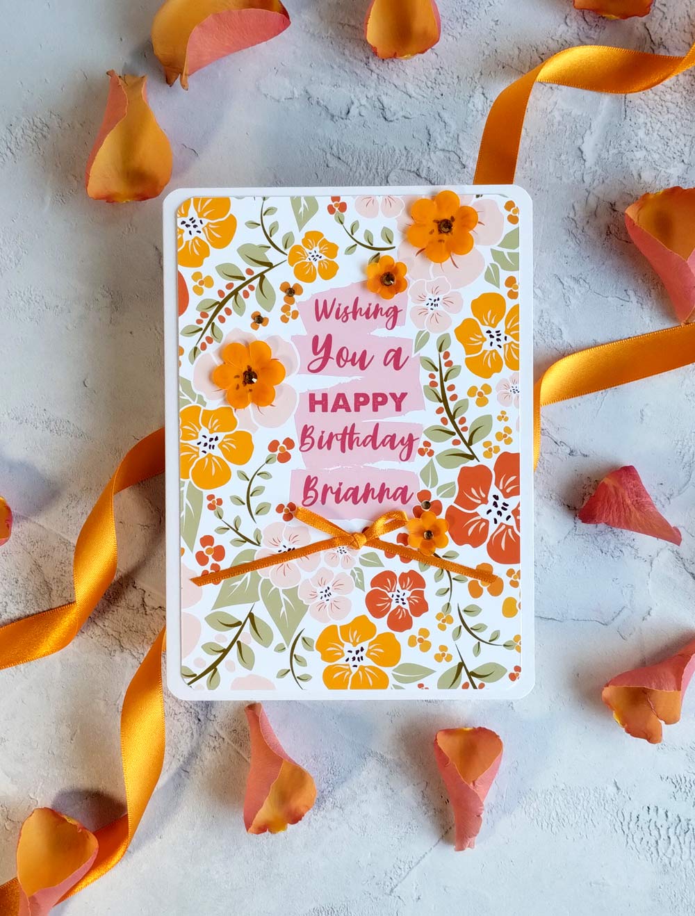 Personalised New Blossoms Citrus Birthday Card