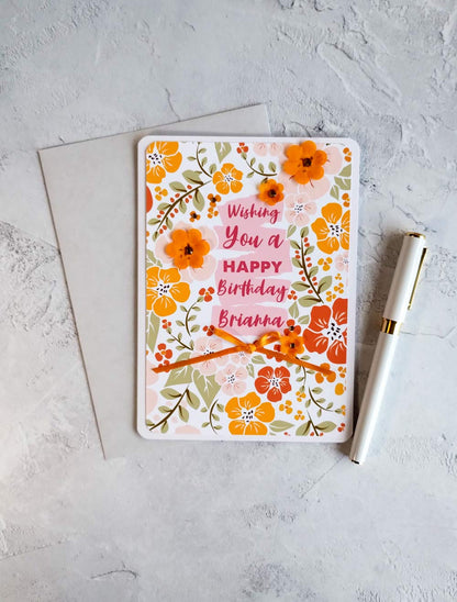 Personalised New Blossoms Citrus Birthday Card