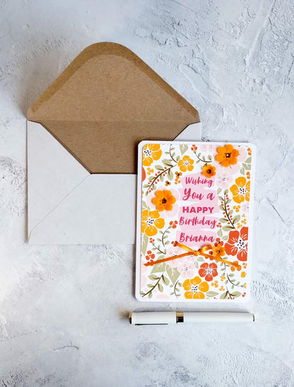 Personalised New Blossoms Citrus Birthday Card