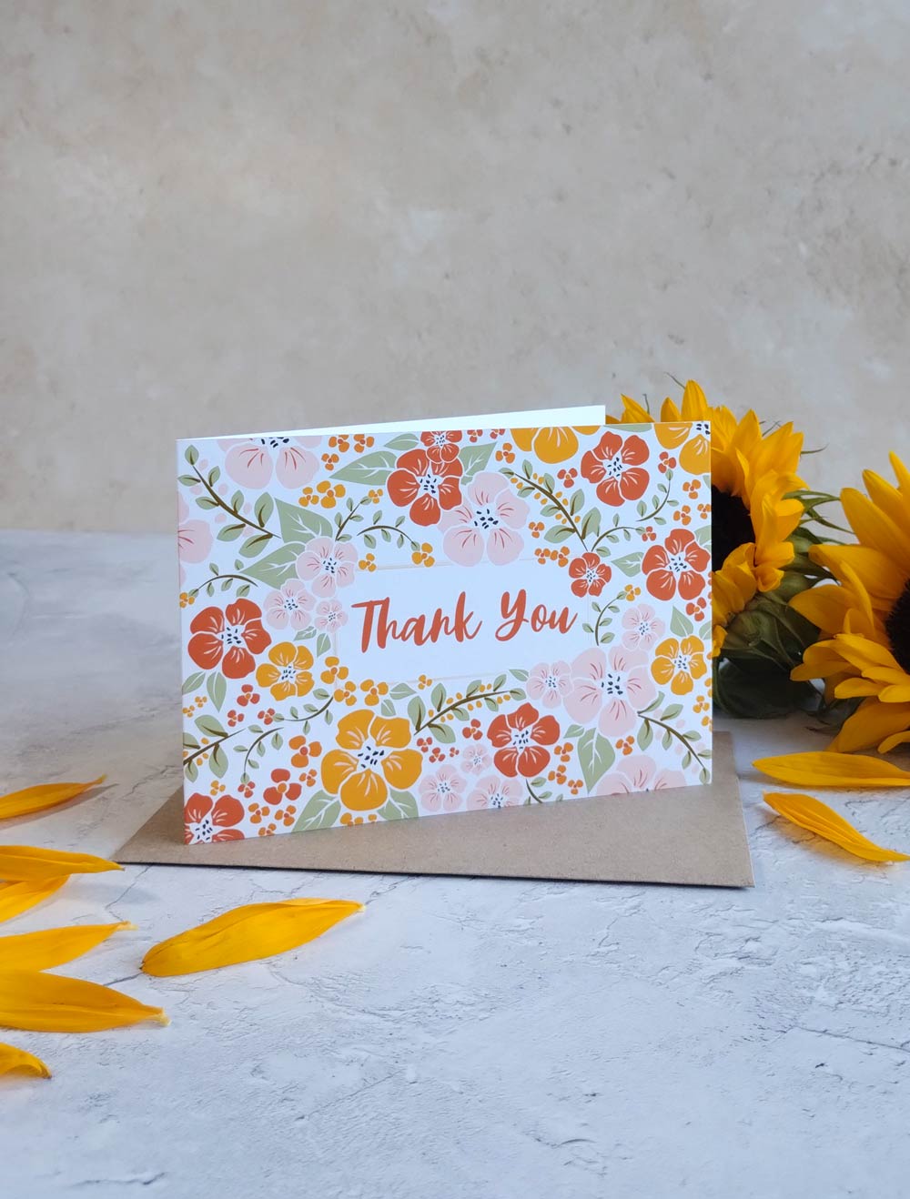 4 Pack of floral thank you cards with recycled envelopes - Pack 2