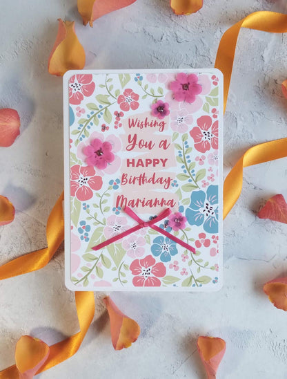 Personalised New Blossoms Coral Birthday Card