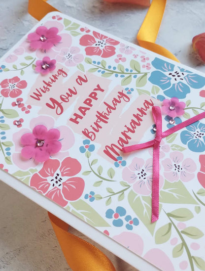 Personalised New Blossoms Coral Birthday Card