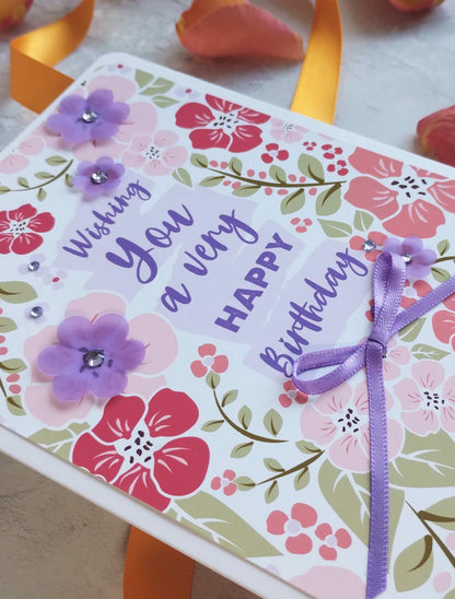 Personalised New Blossoms Lilac Birthday Card