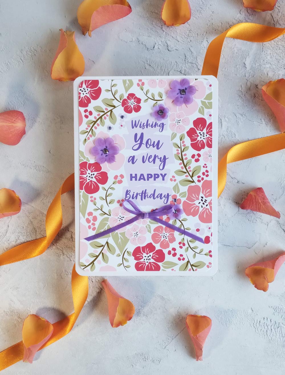 Personalised New Blossoms Lilac Birthday Card