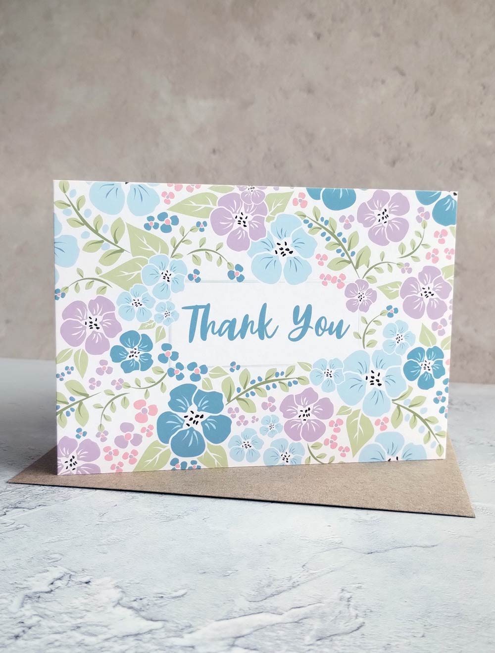 4 Pack of floral thank you cards with recycled envelopes - Pack 1