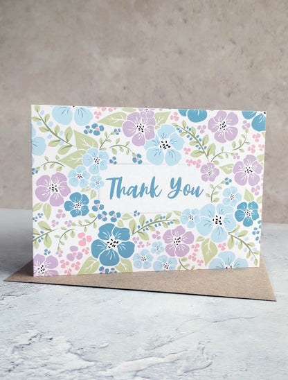 4 Pack of floral thank you cards with recycled envelopes - Pack 1