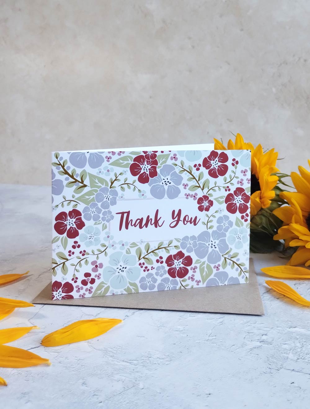 4 Pack of floral thank you cards with recycled envelopes - Pack 2