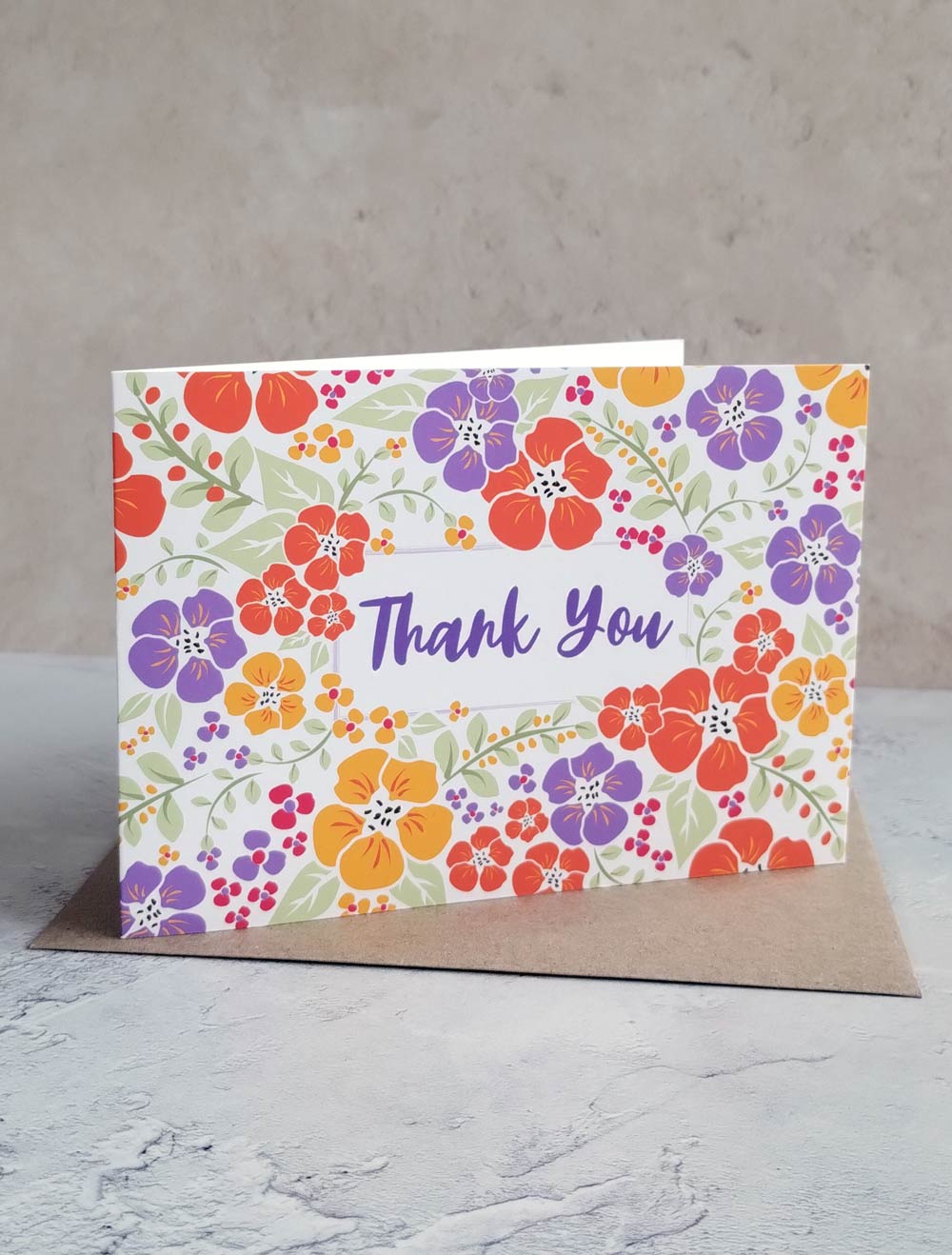 4 Pack of floral thank you cards with recycled envelopes - Pack 1