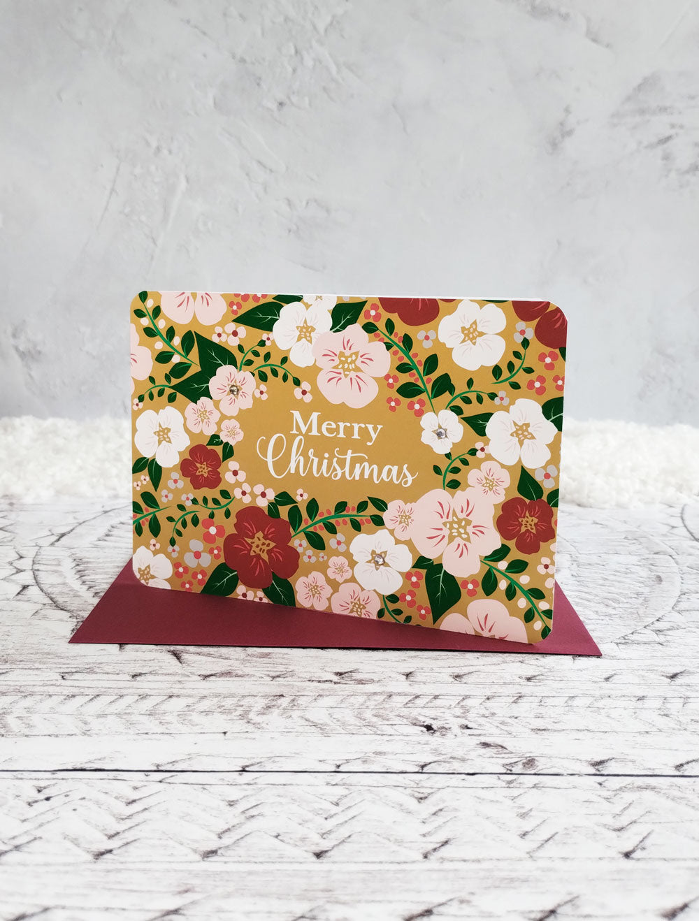 Bold Gold Floral Christmas Card